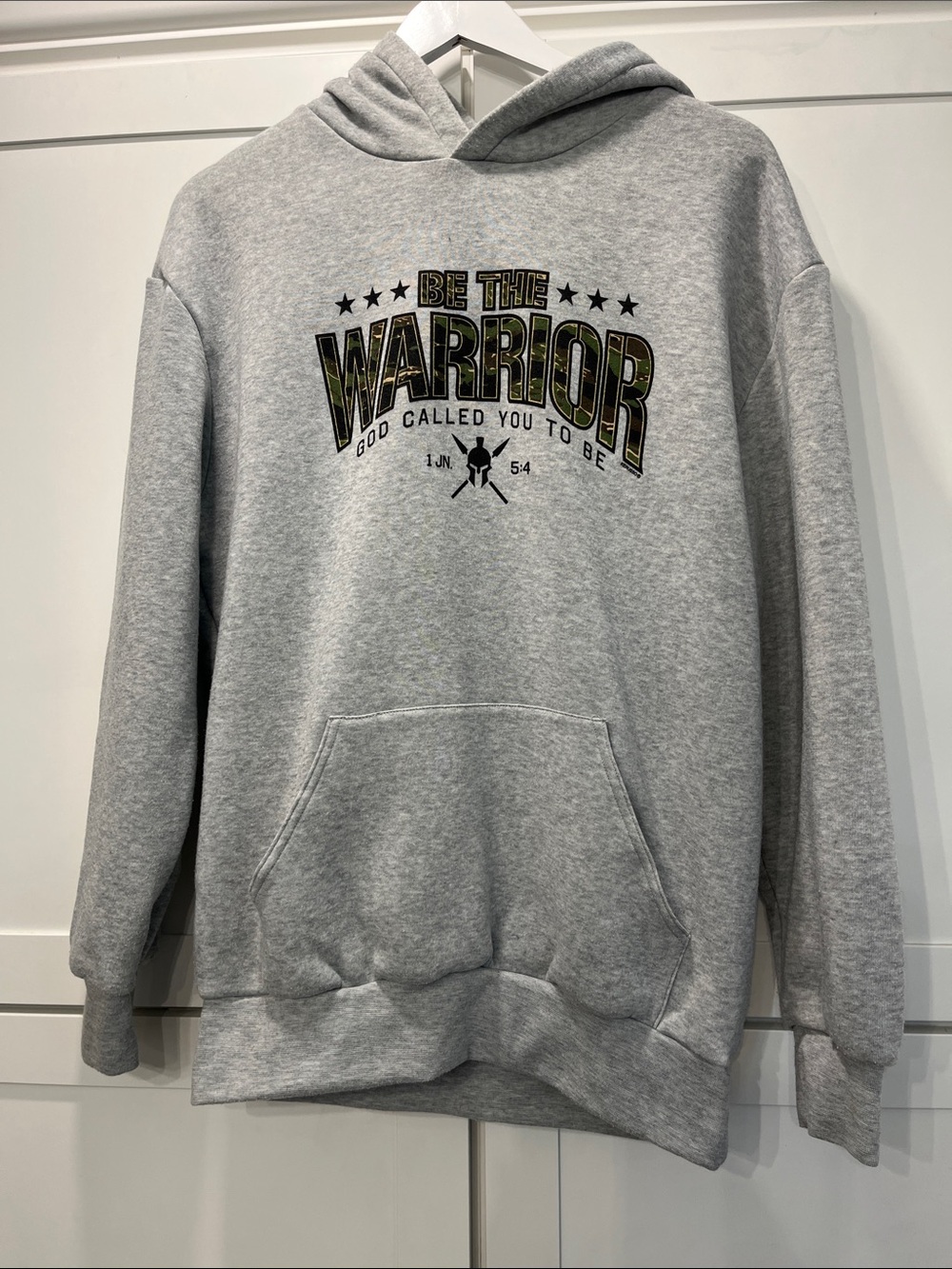 “Be The Warrior God Called You To Be” Heathered Grey Graphic Hoodie